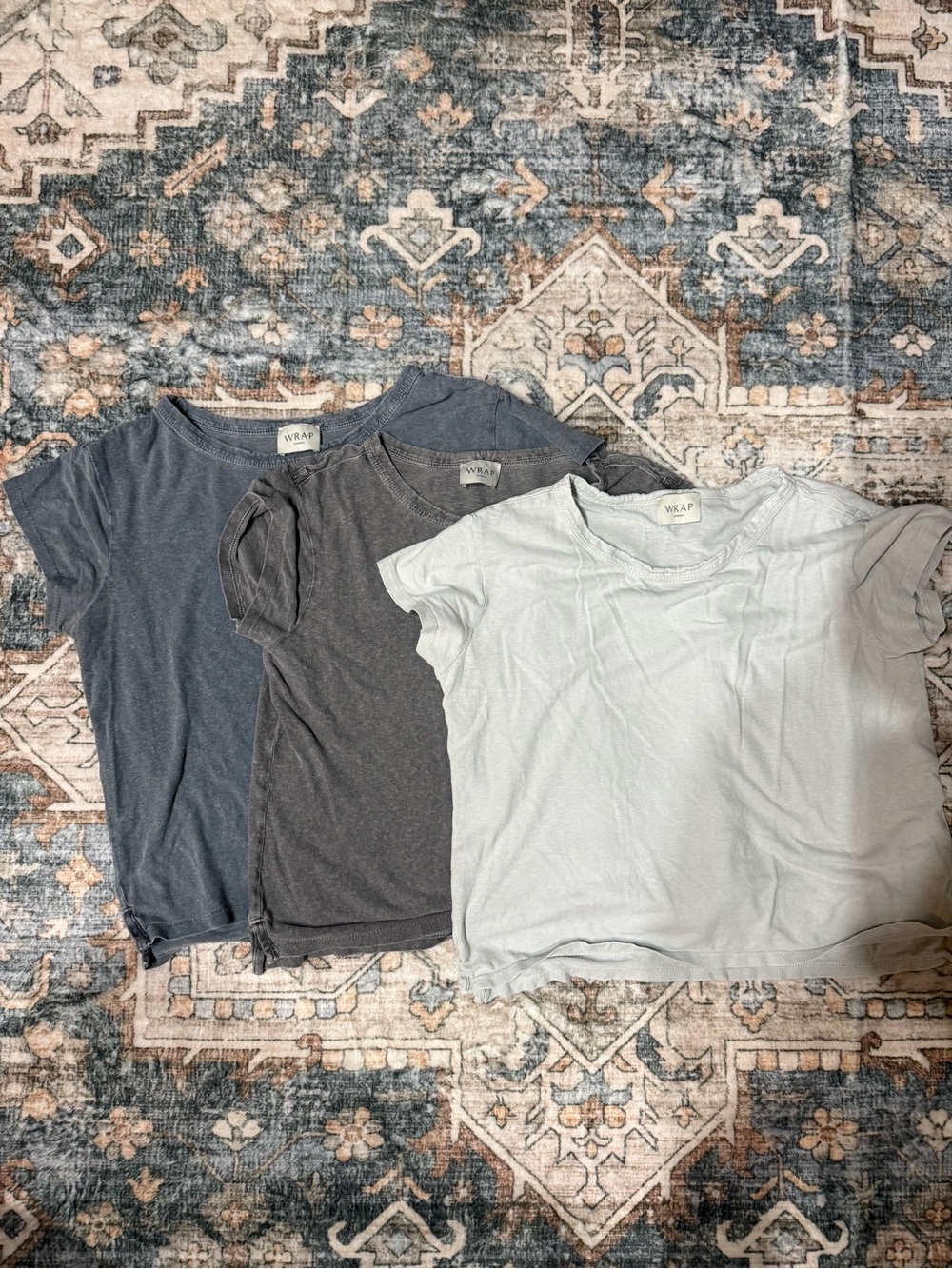 Wrap London Trio Tee Set - Blue, Charcoal, Cream